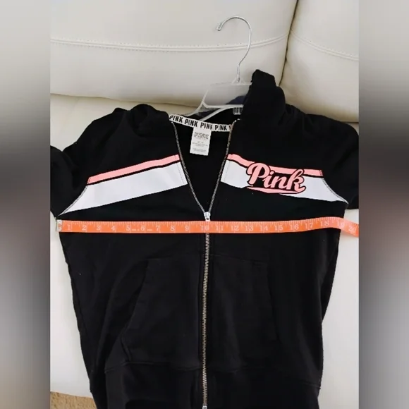 PINK Victoria's Secret Full Zip Hoodie Black Size Medium - Picture 10 of 11